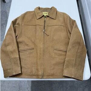 URBAN COWBOY Mens Tan Leather Zip Up Jacket Classic Western Style Size L